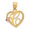 14K Two Tone Gold Initial Letter C Heart Charm Jewelry 22mm x 16mm